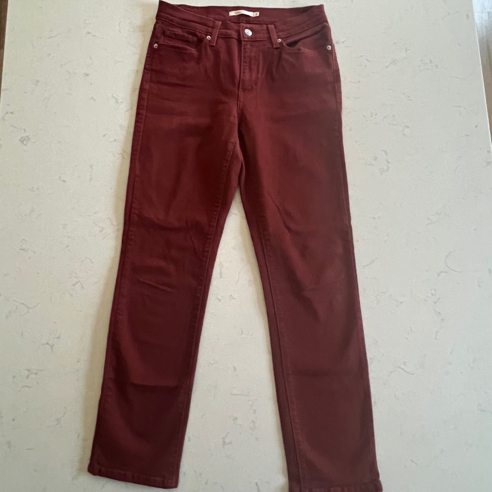 Levi's Classic Straight Jeans 6 Rust Stretch Denim Brick Red Cotton Viscose